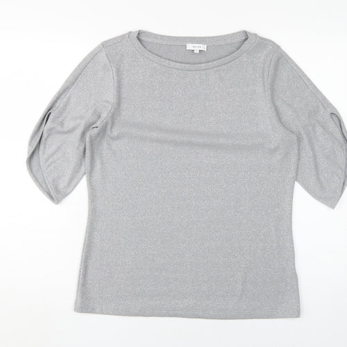Reiss Women's Silver 3/4 Sleeve Knit Top - Size S