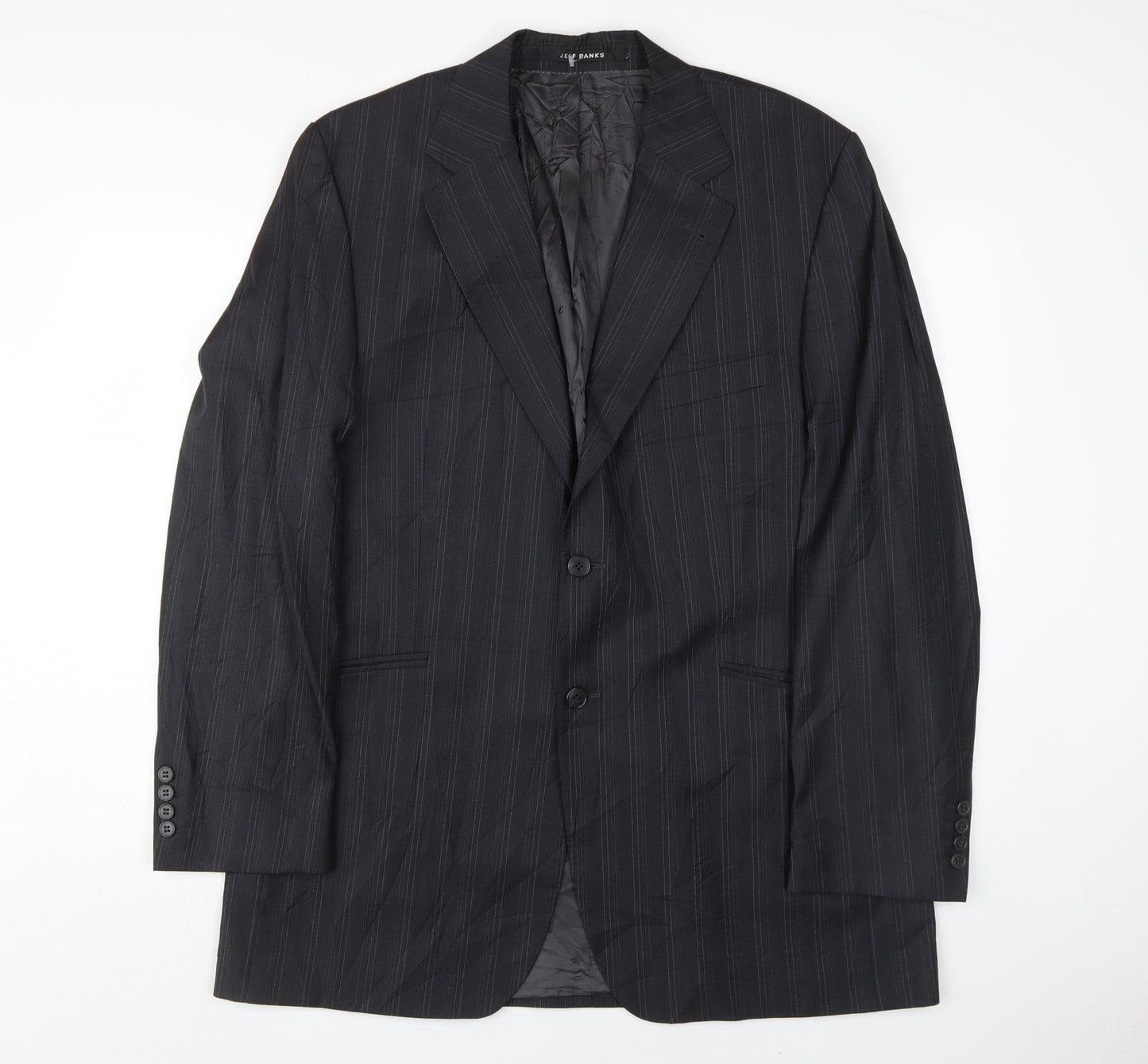 Jeff Banks Men's Black 44 Blazer Striped Formal Long