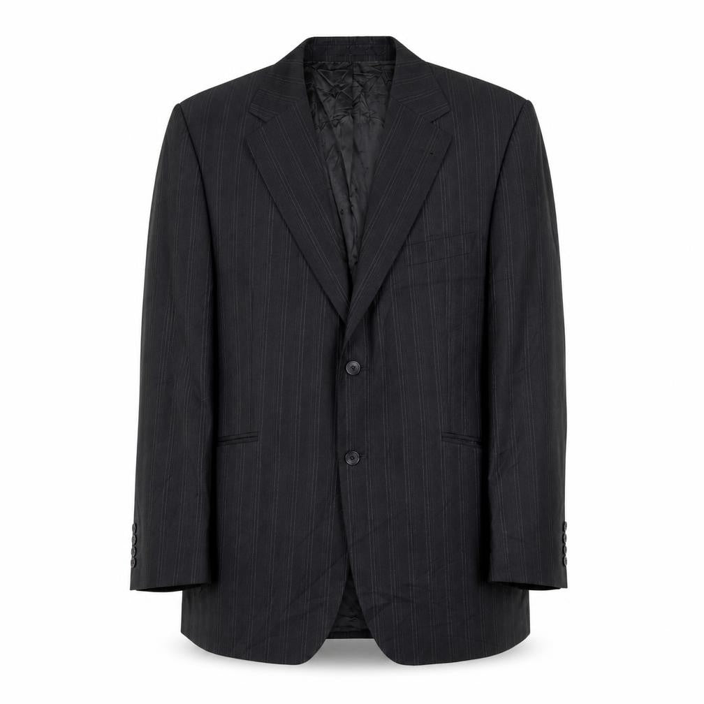Front view of Jeff Banks Men's Black 44 Blazer Striped Formal Long