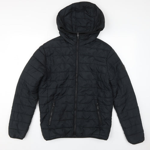 Jack & Jones Men's Black Hooded Puffer Jacket - S