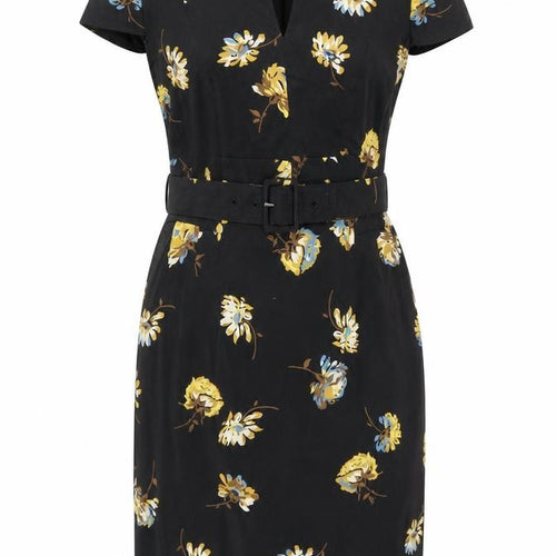 Boden Women's Black Floral Sheath Dress 12