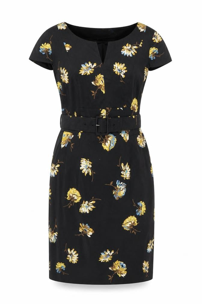Boden Women's Black Floral Sheath Dress 12