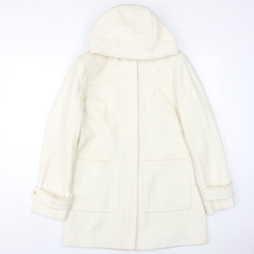Laura Ashley Women's Ivory Overcoat Size 12 Hooded Classic