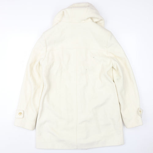 Laura Ashley Women's Ivory Overcoat Size 12 Hooded Classic