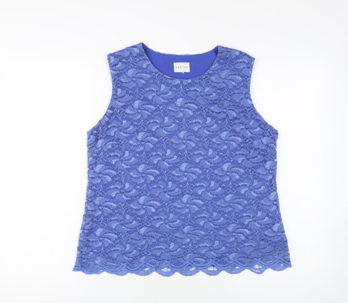 Eastex Women's Blue Lace Sleeveless Blouse, UK 14