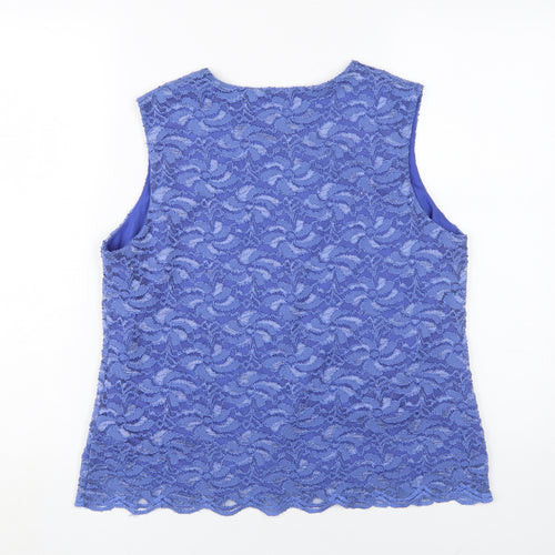 Eastex Women's Blue Lace Sleeveless Blouse, UK 14