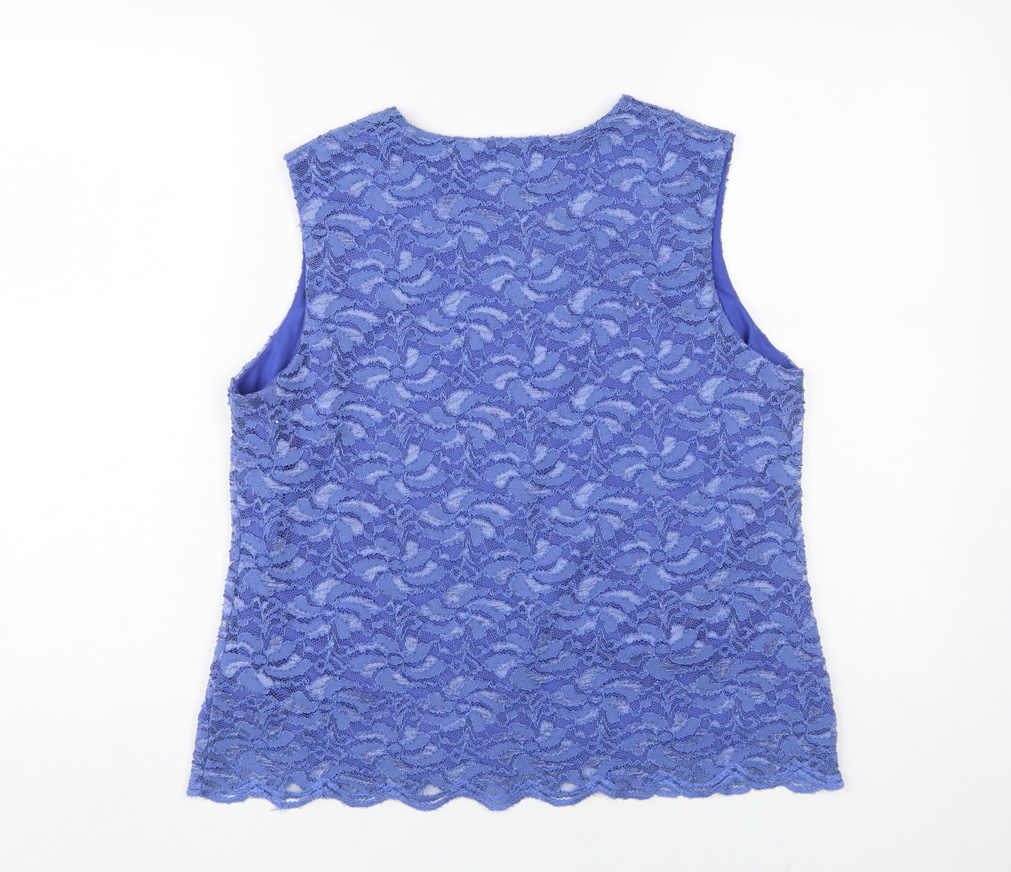 Eastex Women's Blue Lace Sleeveless Blouse, UK 14