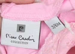 Pierre Cardin Girls Pink T-Shirt 3-6 Months Cartoon Floral Top