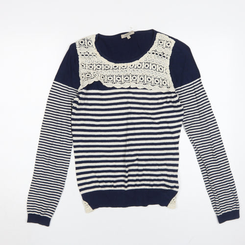 Ken Women's Blue Striped Pullover Jumper Size S