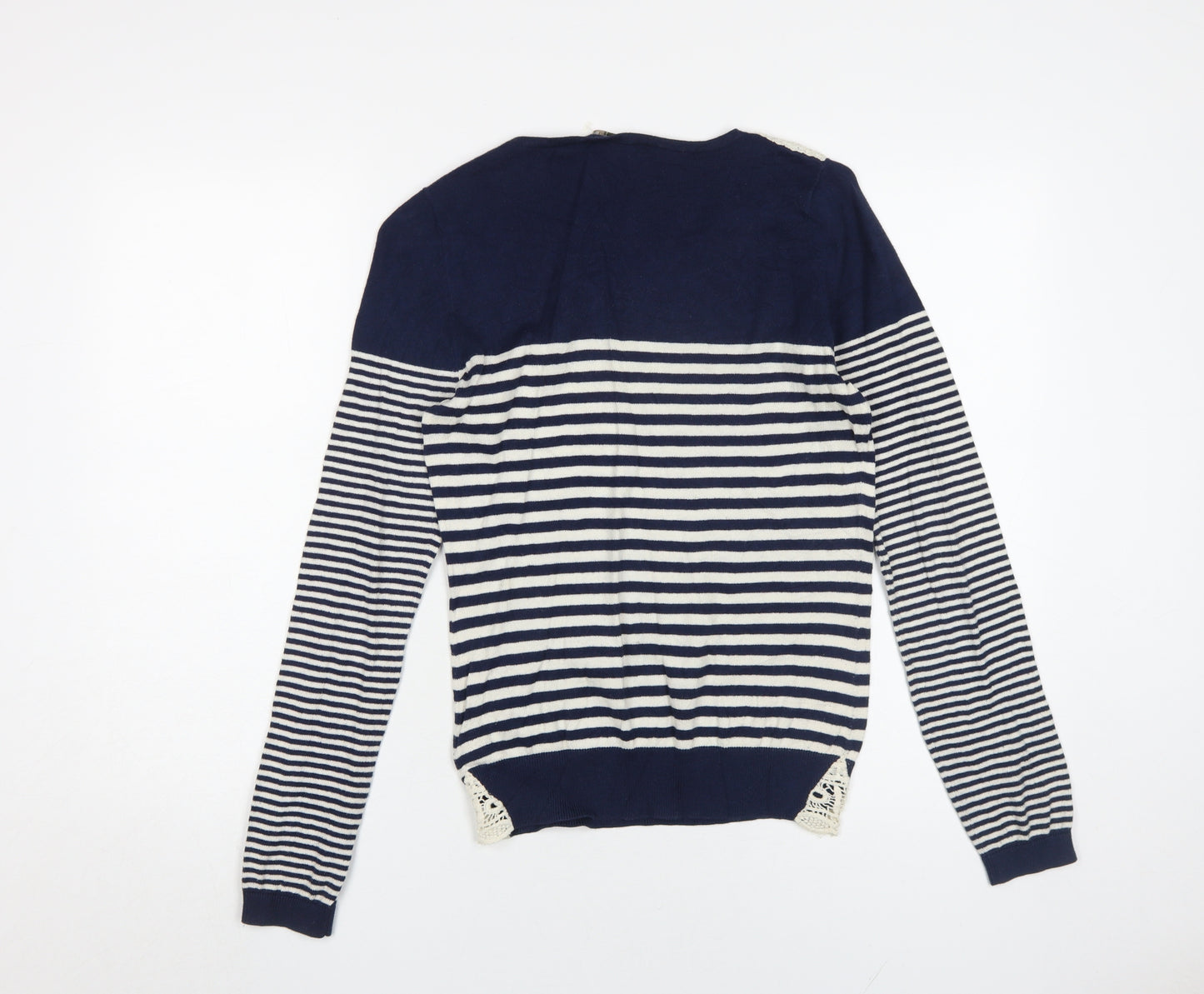 Ken Women's Blue Striped Pullover Jumper Size S