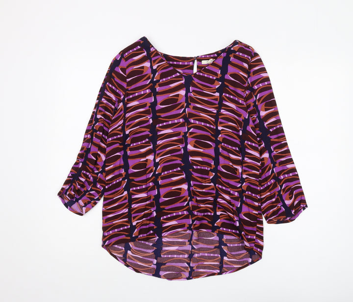 White Stuff Women's Purple Blouse, Size 12, 3/4 Sleeve
