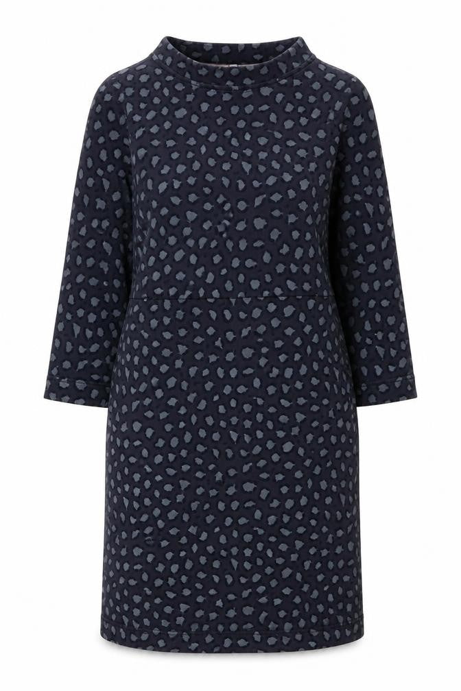Front view of Boden Women's Blue Animal Print Shift Dress -, size 8