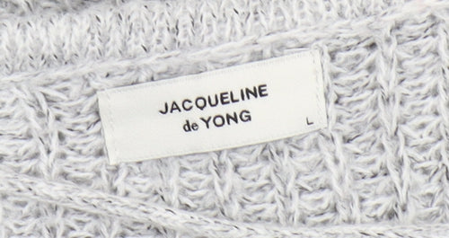 JACQUELINE de YONG Women's Grey V-Neck Pullover Jumper - L