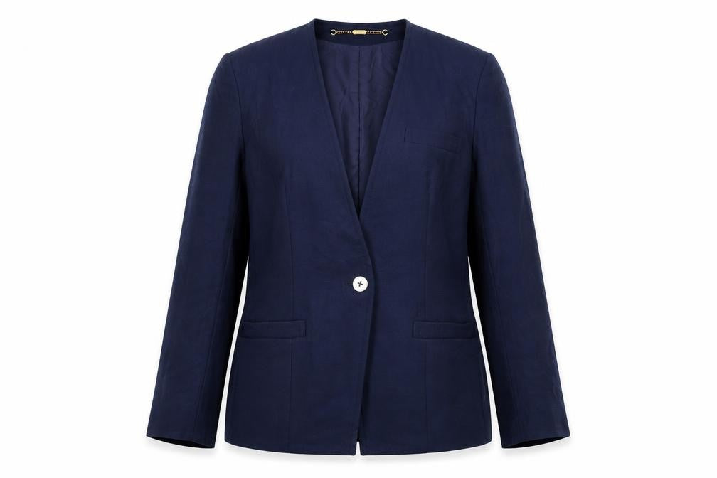 Front view of Windsmoor Women's Blue Blazer, size 10, Lined