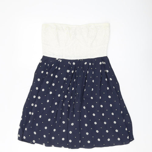 Soulcal & Co Women's Strapless Navy Floral Dress S