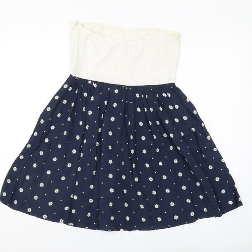 Soulcal & Co Women's Strapless Navy Floral Dress S