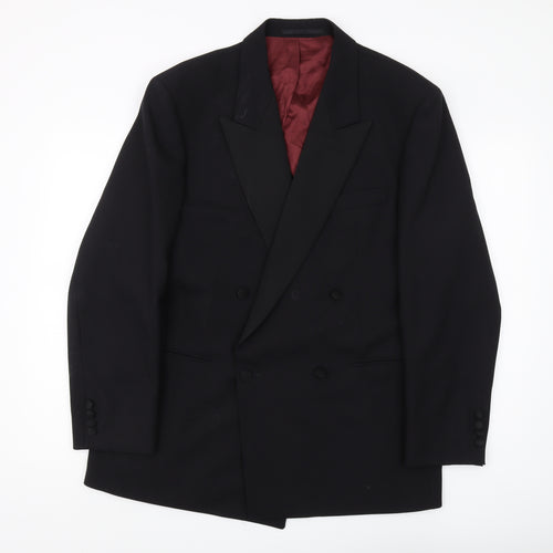 Moss Bros Men's Black Double-Breasted Blazer, 42R