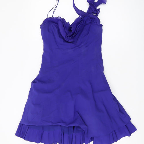 Karen Millen Women's Purple Silk Mini Party Dress Size 10
