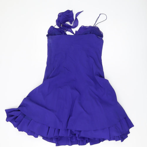 Karen Millen Women's Purple Silk Mini Party Dress Size 10