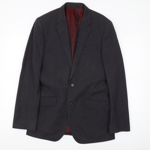 T.M. Lewin Men's Grey Wool Blazer, Size 38, Regular Fit