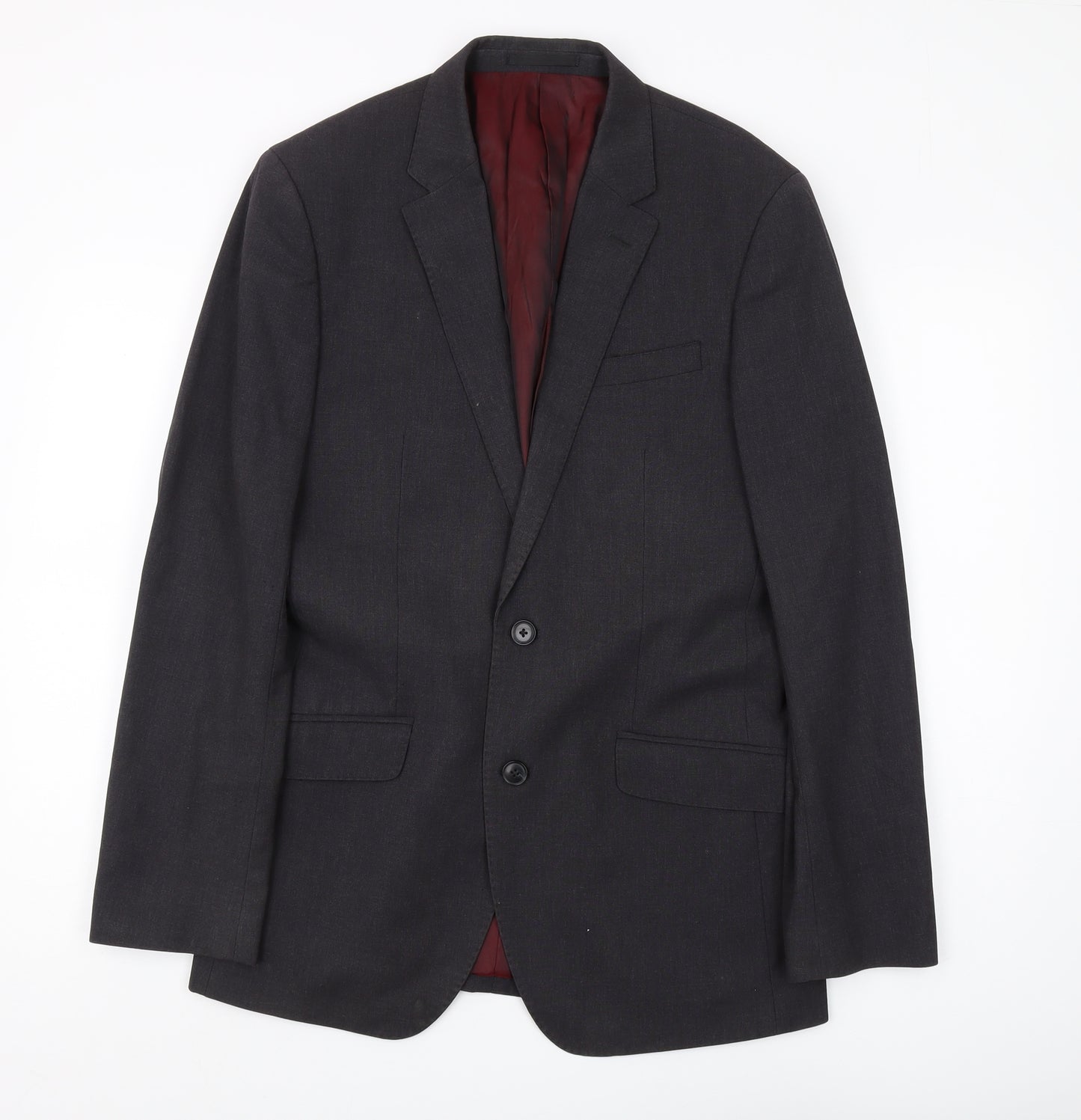 T.M. Lewin Men's Grey Wool Blazer, Size 38, Regular Fit