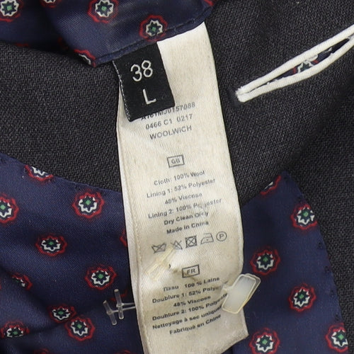 T.M. Lewin Men's Grey Wool Blazer, Size 38, Regular Fit