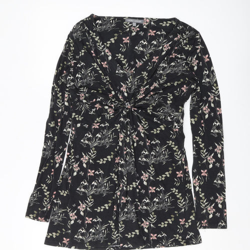 Laura Ashley Women's Black Floral Tunic Blouse Size 14
