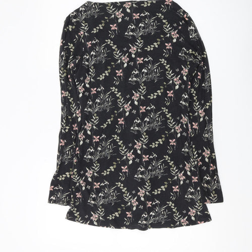 Laura Ashley Women's Black Floral Tunic Blouse Size 14