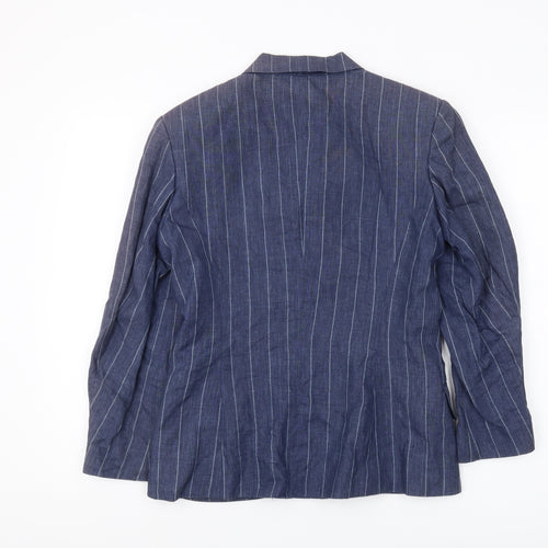 Laura Ashley Women's Blue Pinstripe Blazer, Size 8