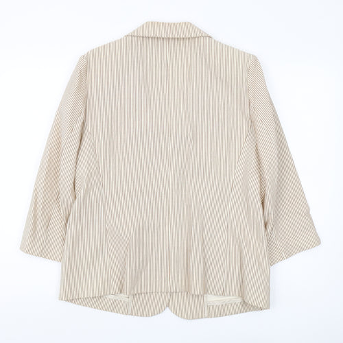 Viyella Women's Beige Pinstripe Cotton Blazer Size 12