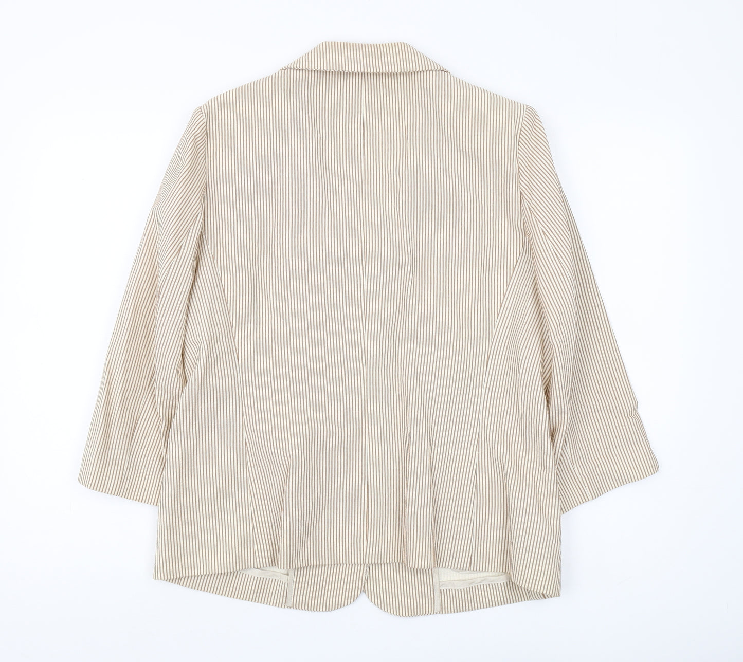 Viyella Women's Beige Pinstripe Cotton Blazer Size 12