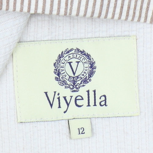 Viyella Women's Beige Pinstripe Cotton Blazer Size 12