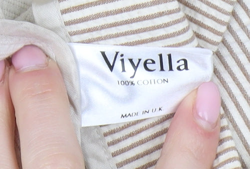Viyella Women's Beige Pinstripe Cotton Blazer Size 12
