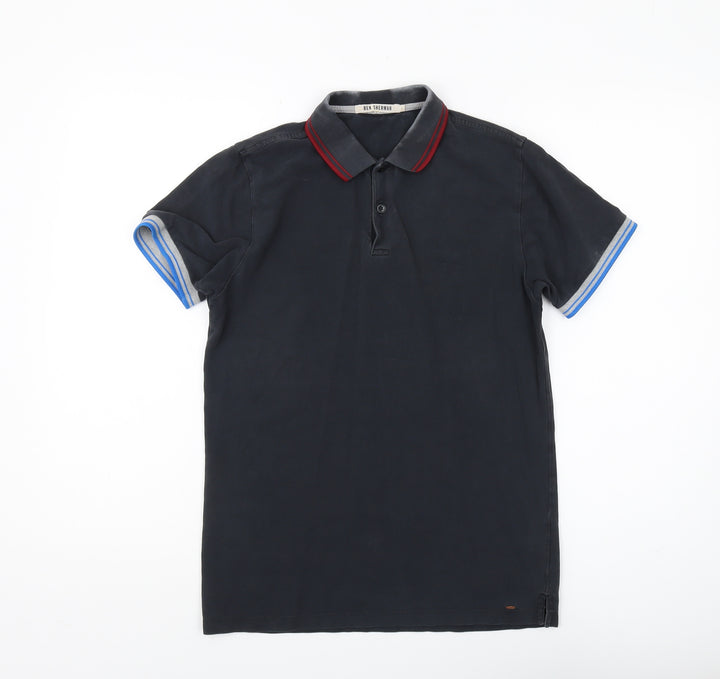 Ben Sherman Men's Black Cotton Polo Shirt Size S