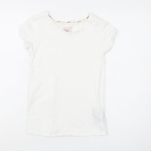 Mantaray Girls' White Cotton Crew Neck T-Shirt, Age 11