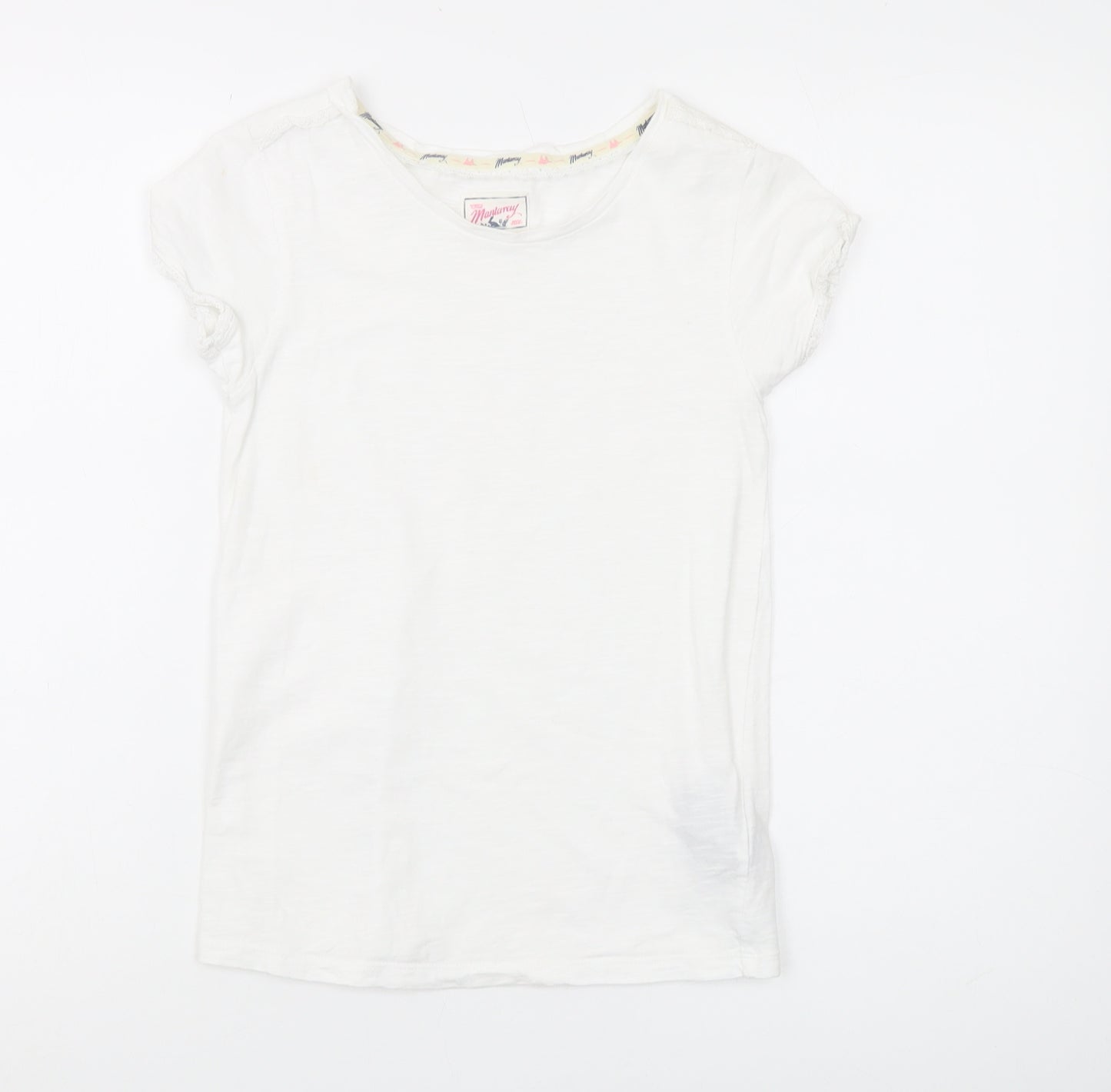 Mantaray Girls' White Cotton Crew Neck T-Shirt, Age 11