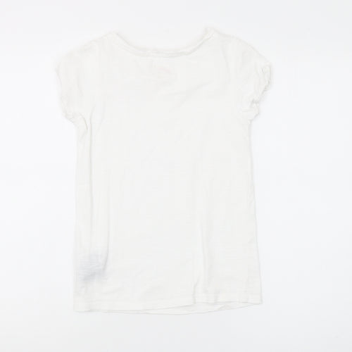 Mantaray Girls' White Cotton Crew Neck T-Shirt, Age 11