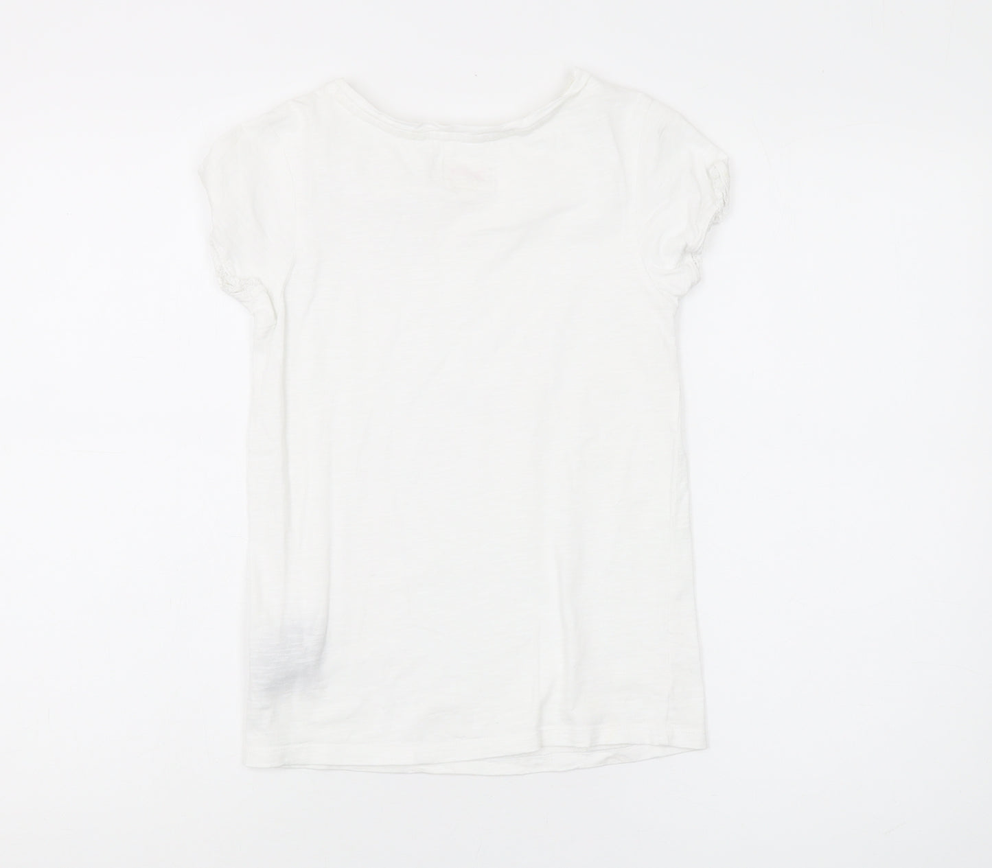 Mantaray Girls' White Cotton Crew Neck T-Shirt, Age 11