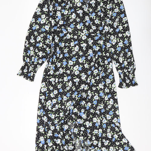 Wednesday's Girl Women's Black Floral Wrap Dress - Size S