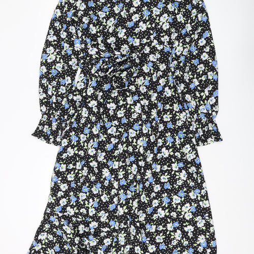 Wednesday's Girl Women's Black Floral Wrap Dress - Size S
