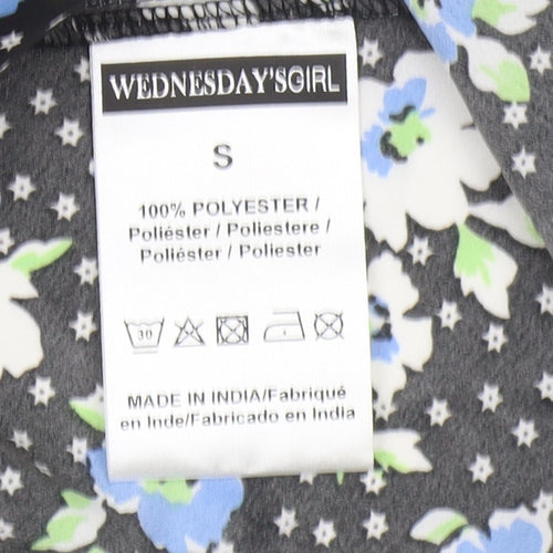 Wednesday's Girl Women's Black Floral Wrap Dress - Size S