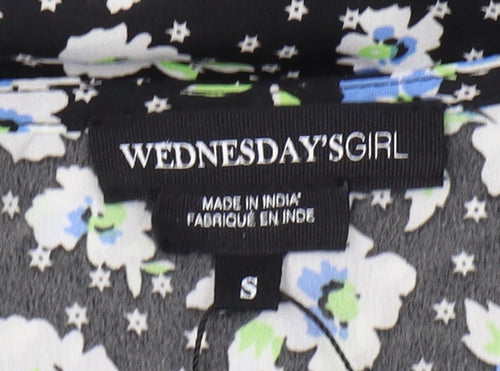 Wednesday's Girl Women's Black Floral Wrap Dress - Size S