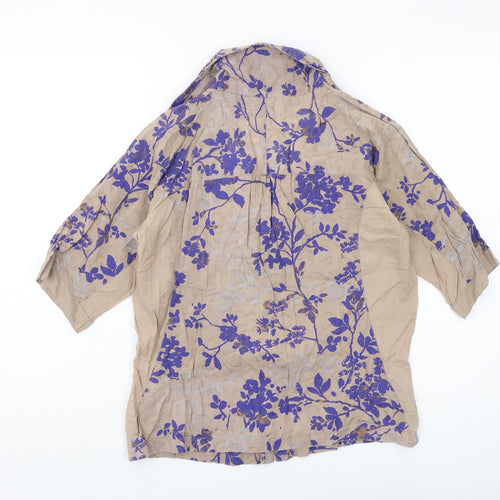 Fat Face Women Beige Floral Blouse Tunic Size 10