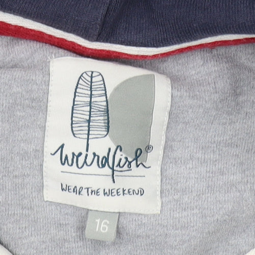 Weird Fish Women's Blue Striped Pullover Hoodie