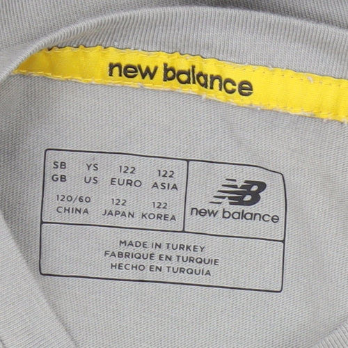 New Balance Boys Grey T-Shirt, 7-8 Years, Sports Style Casual