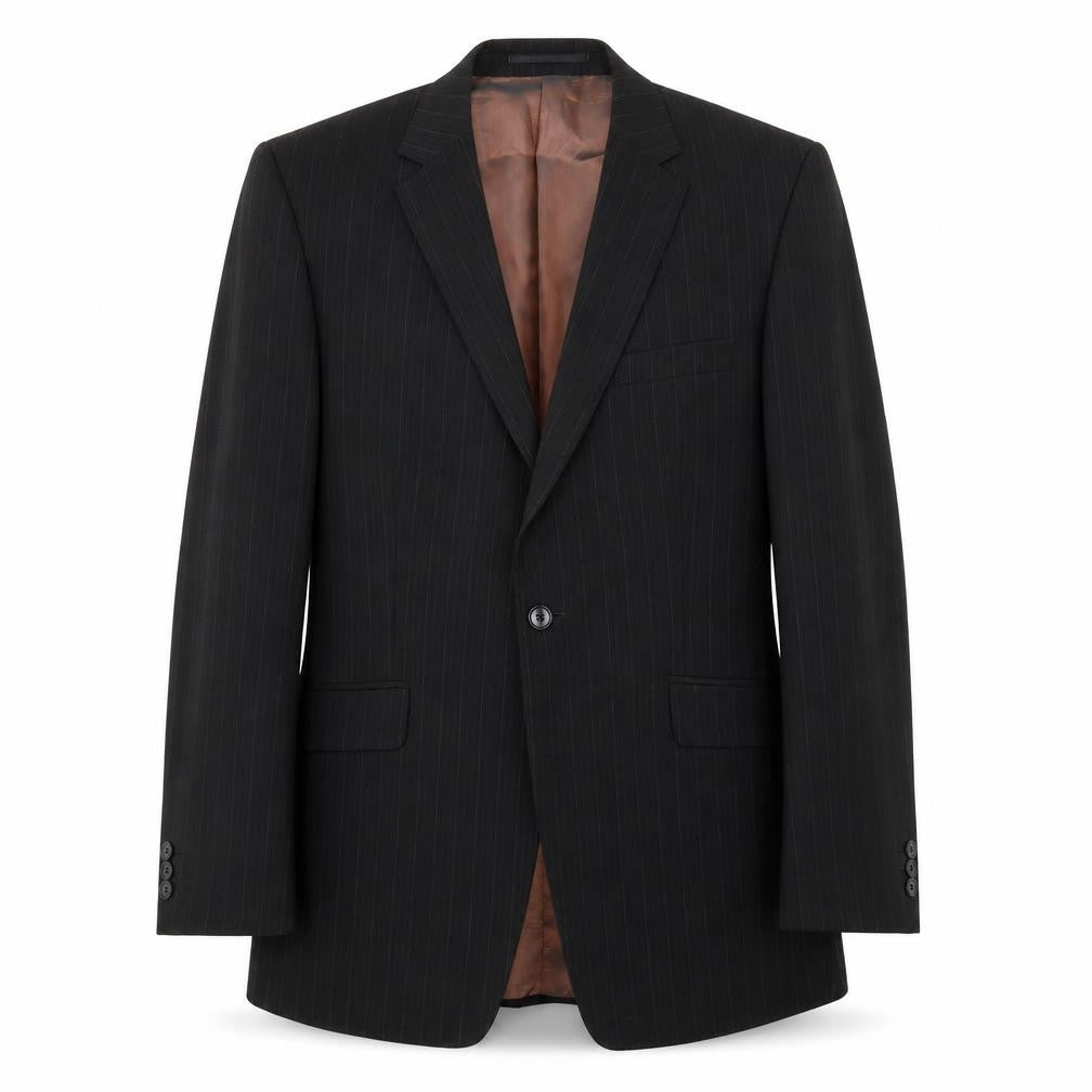 Front view of Studio Jeff Banks Men's Black Striped Blazer 42 Regular