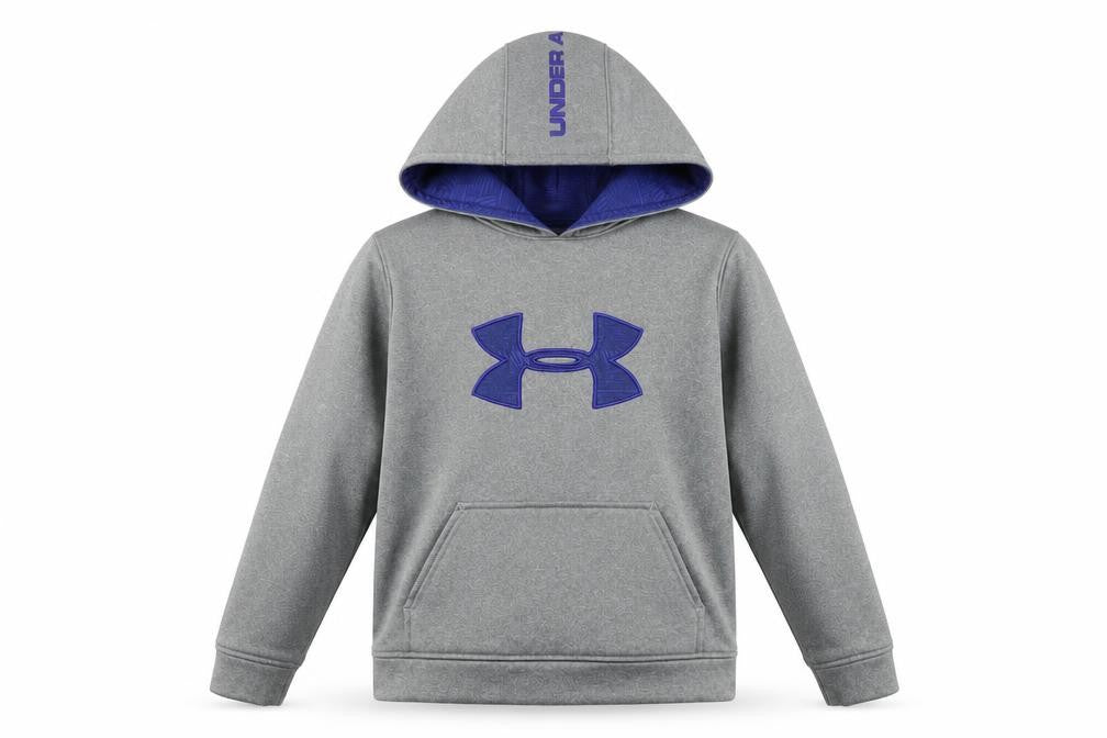 Front view of Under Armour boys’ grey pullover hoodie - m