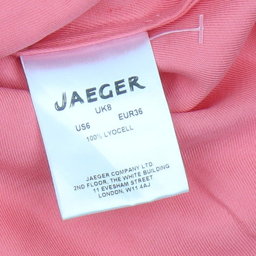 Jaeger Women's Pink V-Neck Short Sleeve Blouse - Size 8