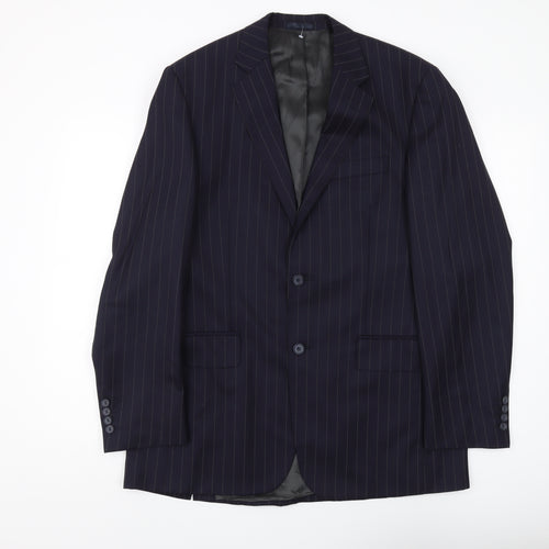 Austin Reed Men's Blue Striped Blazer, 40L, Wool-Cashmere