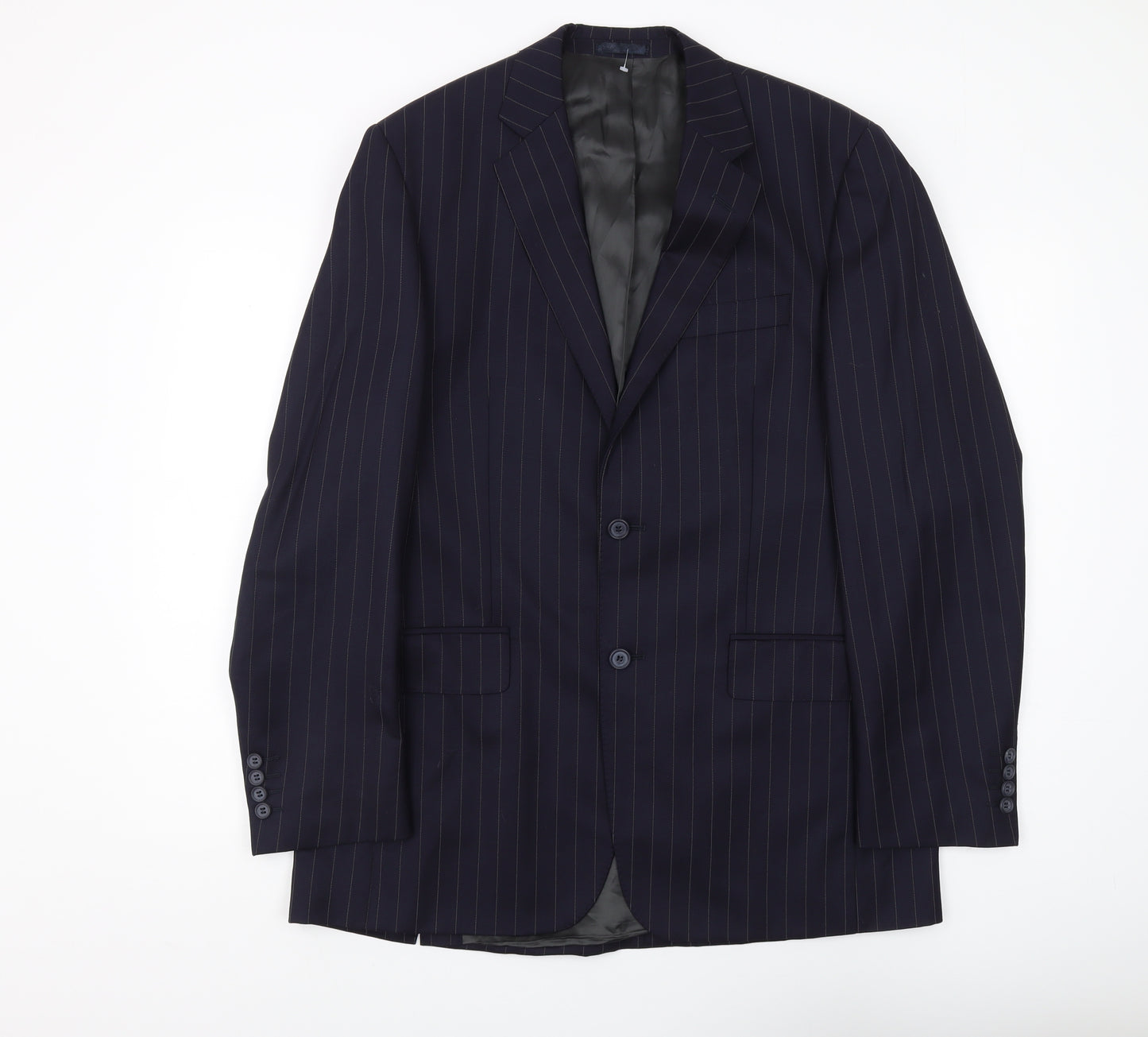 Austin Reed Men's Blue Striped Blazer, 40L, Wool-Cashmere